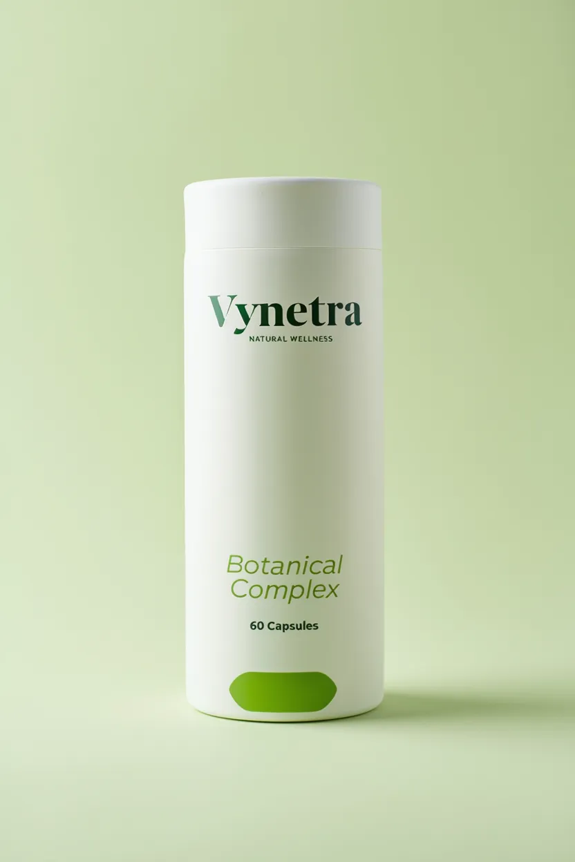 Vynetra natural wellness supplement bottle with botanical ingredients